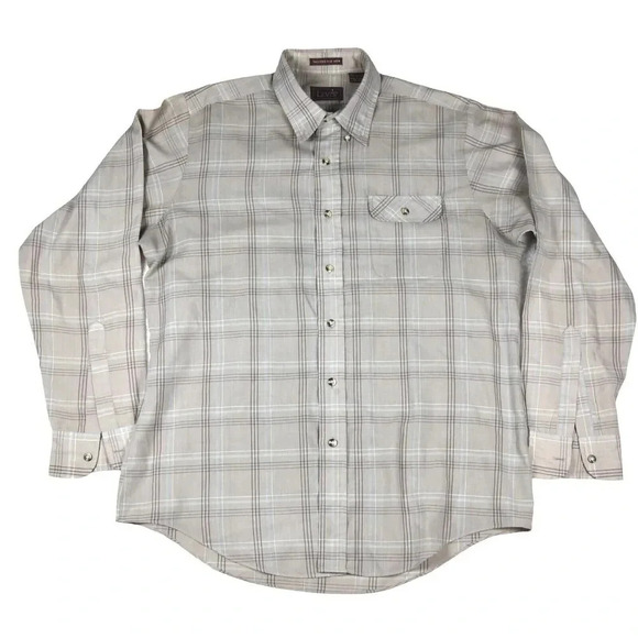 Vintage 70s/80s Levi’s Buttoned Down Long Sleeve Plaid Shirt Warm Gray Sz Large - Picture 1 of 10